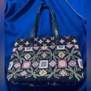 Hand beaded Art Deco Vintage Hand Bag. Pinks Greens So many colors